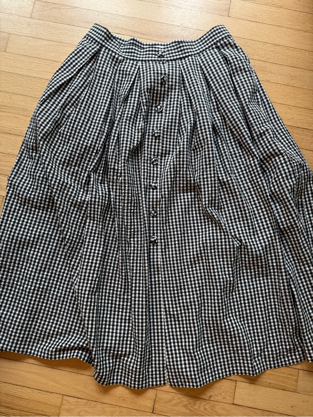 HUNTER BELL EVA Skirt Black and White seersucker Gingham Midi Skirt Size 14 NWT - Picture 3 of 10
